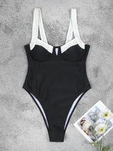 Litlookz Studio Black & White High Leg Swimsuit, view 3