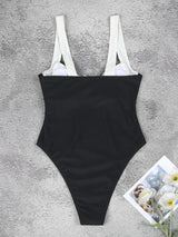 Litlookz Studio Black & White High Leg Swimsuit, view 4