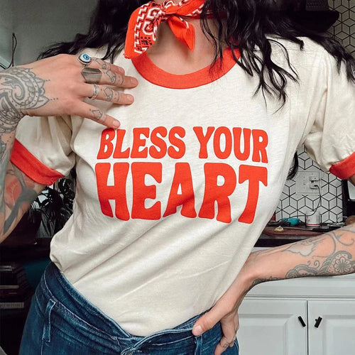 Litlookz Studio Bless Your Heart Ringer Tee
