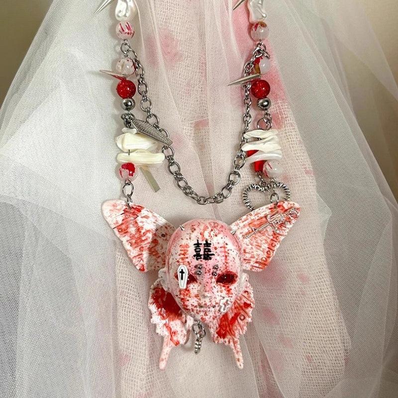 Litlookz Studio Bloody Gothic Skull Necklace