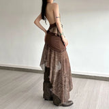 Litlookz Studio Boho Asymmetric Top & Leopard Midi Skirt Two Piece Set, view 4