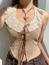 Litlookz Studio Boho Lace Up Top, view 3