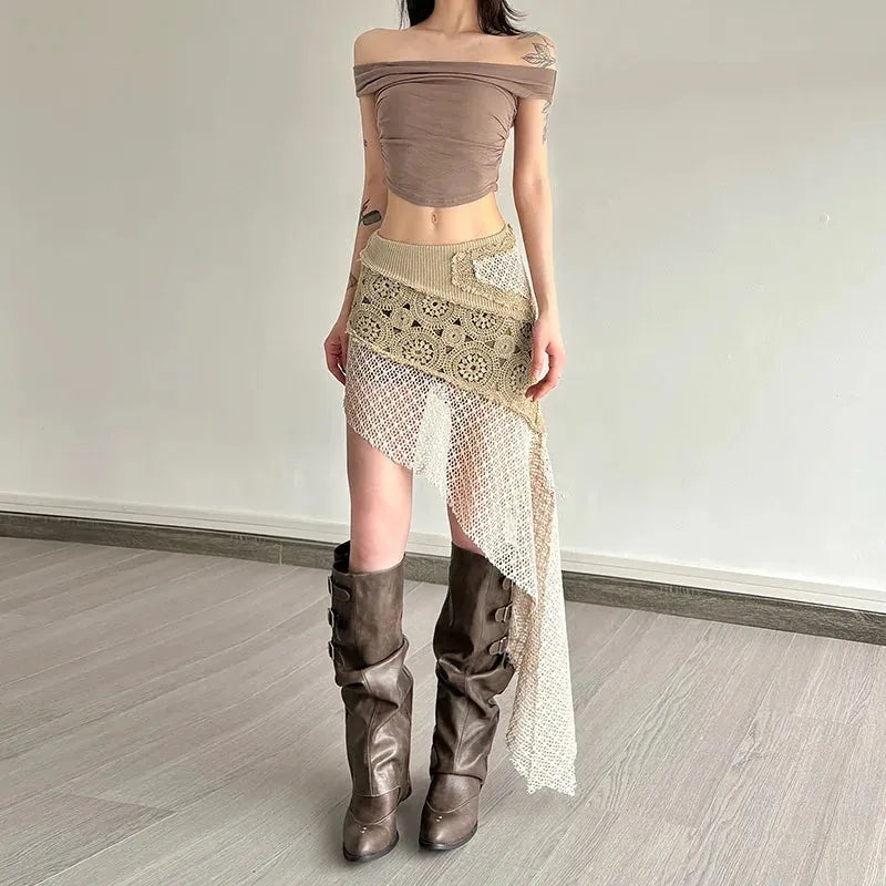 Litlookz Studio Boho Patchwork Mini Skirt