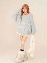 Litlookz Studio Bow Cut Out Fluffy Sweater, view 2