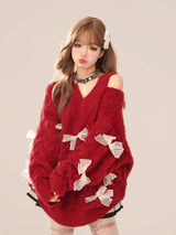 Litlookz Studio Bow Cut Out Fluffy Sweater, view 4