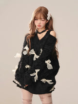 Litlookz Studio Bow Cut Out Fluffy Sweater, view 5