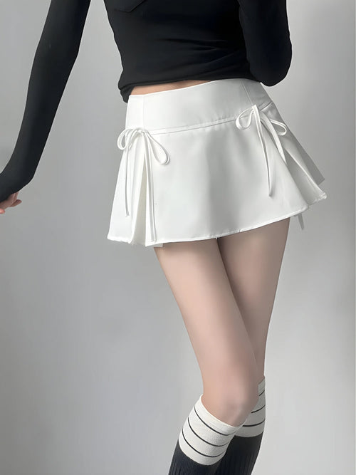 Litlookz Studio Bow Pleated Mini Skirt
