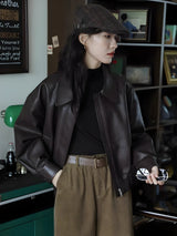 Litlookz Studio Brown Faux Leather Jacket, view 3