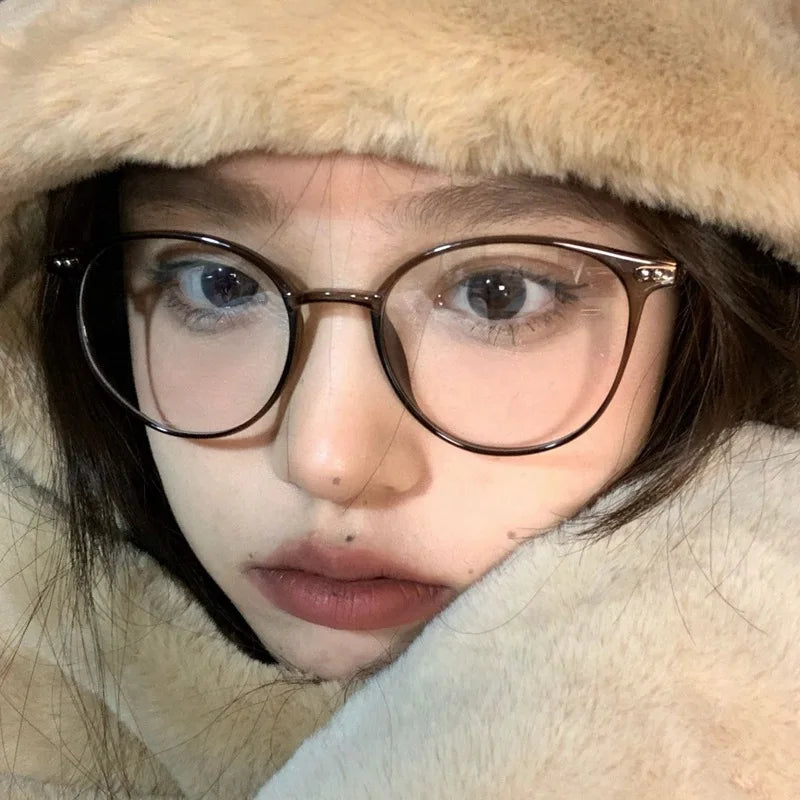 Litlookz Studio Brown Round Frame Glasses
