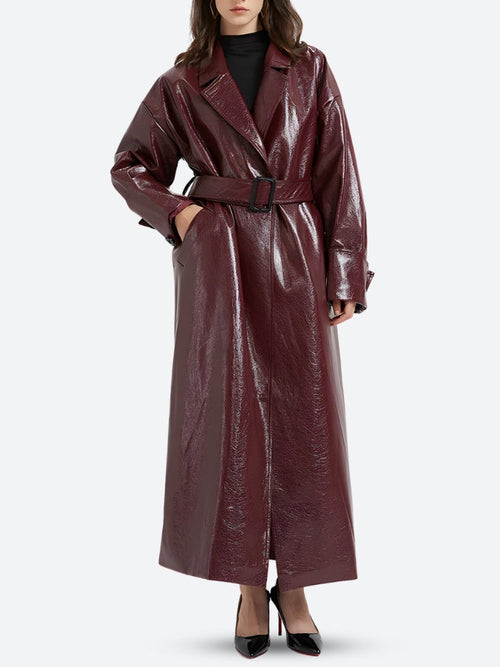 Litlookz Studio Burgundy Faux Leather Coat