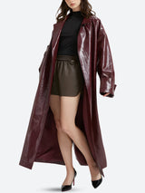 Litlookz Studio Burgundy Faux Leather Coat, view 3