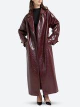 Litlookz Studio Burgundy Faux Leather Coat, view 4