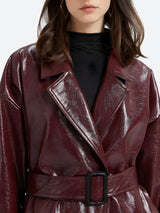 Litlookz Studio Burgundy Faux Leather Coat, view 5