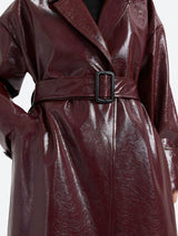 Litlookz Studio Burgundy Faux Leather Coat, view 6