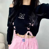 Litlookz Studio Butterfly Lace-Up Crop Top, view 2
