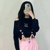 Litlookz Studio Butterfly Lace-Up Crop Top, view 3