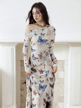 Litlookz Studio Butterfly One Shoulder Midi Dress, view 3