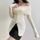 Litlookz Studio Button Up Off Shoulder Knitted Top, view 4