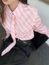 Litlookz Studio Button-Up Striped Shirt With Striped Tie, view 4