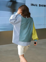 Litlookz Studio Buttoned Sleeved Patchwork Shirt, view 2