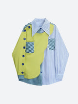 Litlookz Studio Buttoned Sleeved Patchwork Shirt, view 4