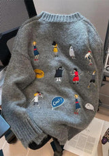 Litlookz Studio Cartoon Embroidered Knitted Sweater, view 3