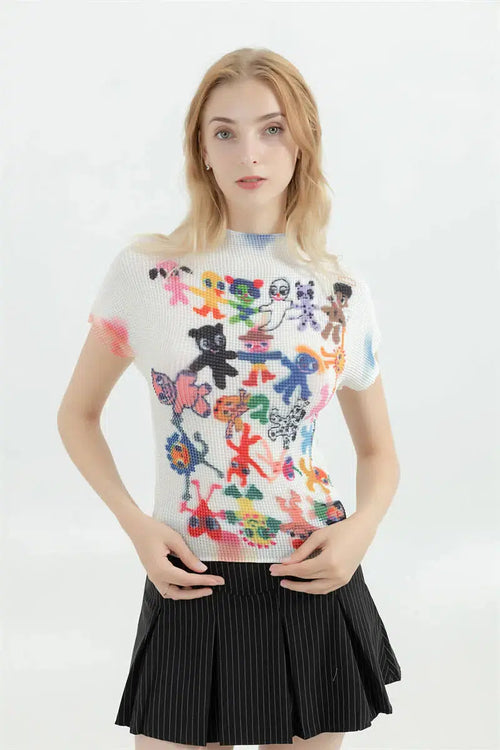 Litlookz Studio Cartoon Figures Printed Top