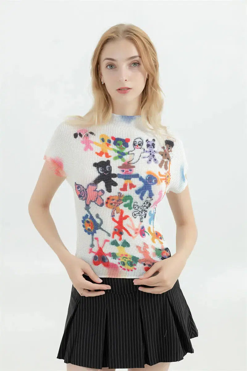 Litlookz Studio Cartoon Figures Printed Top