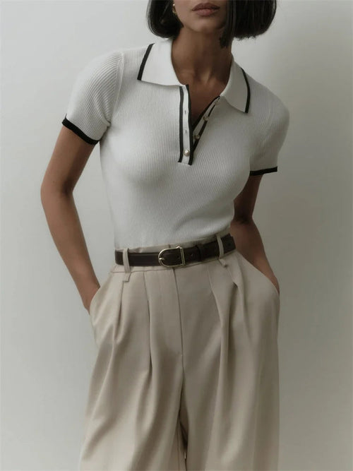 Litlookz Studio Casual Contrast Corduroy Top