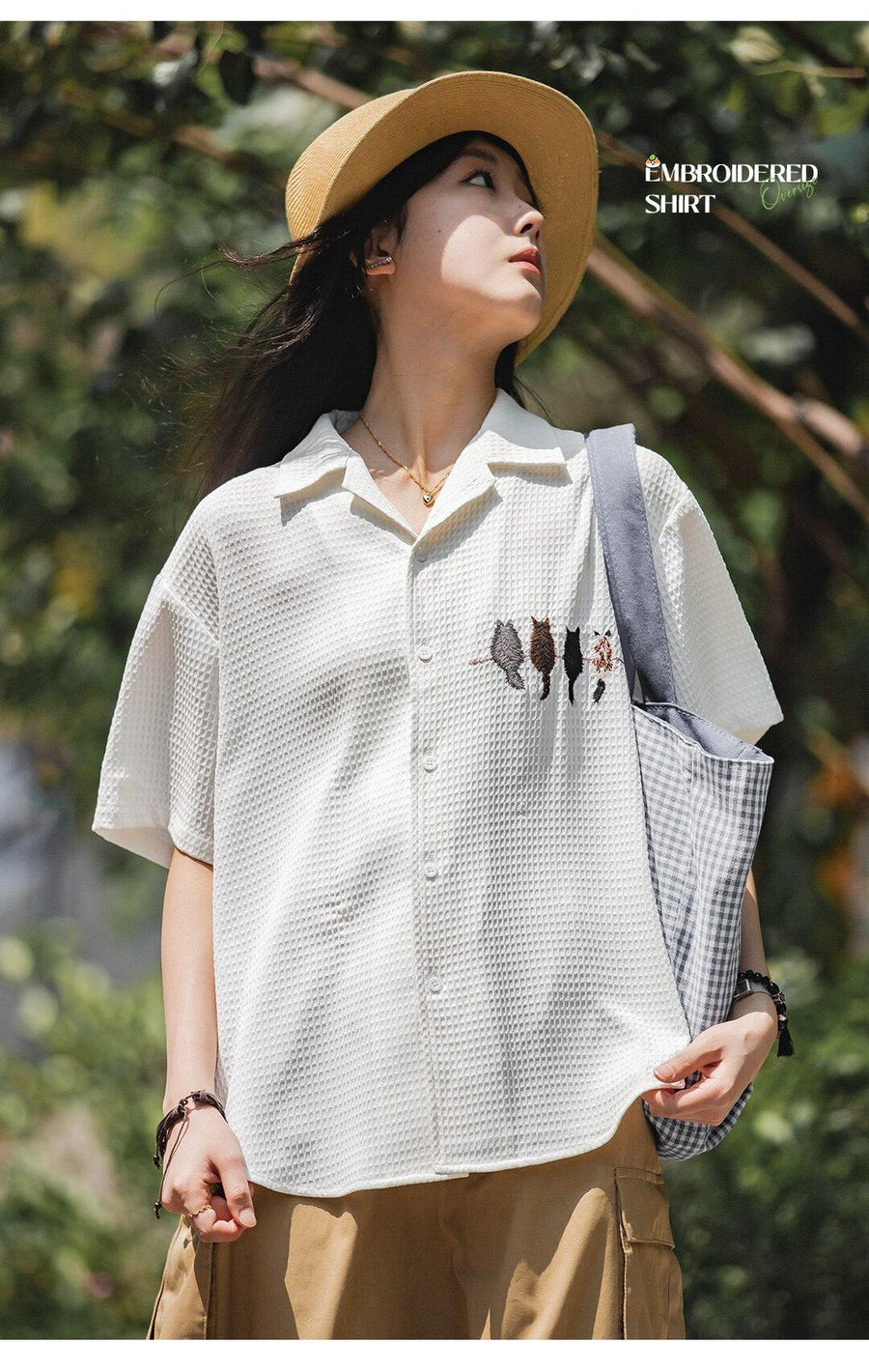 Litlookz Studio Cat Embroidered Shirt