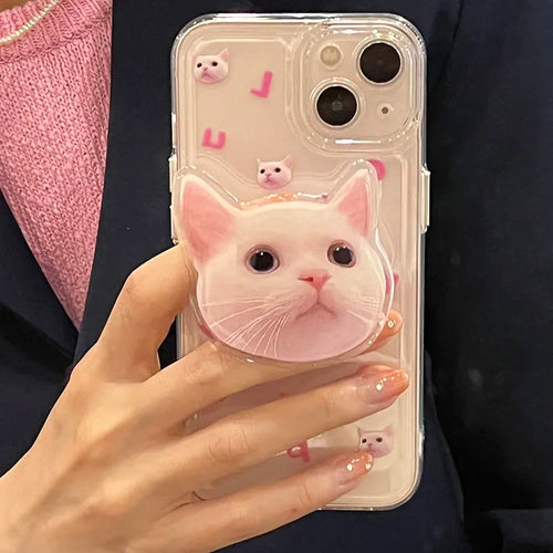 Litlookz Studio Cat Popsocket Clear Phone Case