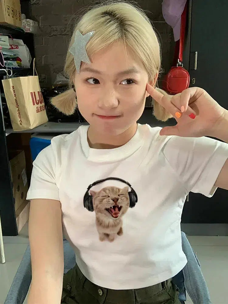 Litlookz Studio Cat with Earphones Tee