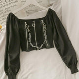 Litlookz Studio Chain Detailed Square Neck Crop Top, view 3