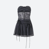 Litlookz Studio Checkered Strapless Top & Mini Skirt Two Piece Set, view 5