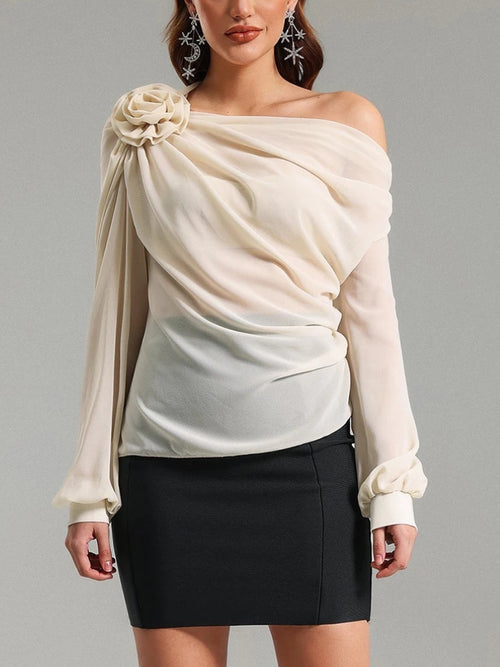 Litlookz Studio Chiffon One Shoulder Top