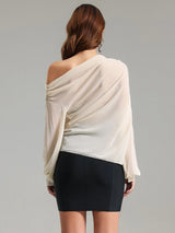 Litlookz Studio Chiffon One Shoulder Top, view 2