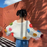 Litlookz Studio Chunky Colorful Floral Cardigan, view 2