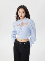 Litlookz Studio Classiccore Cut Out Crop Shirt, view 6