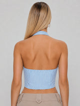 Litlookz Studio Coastal Striped Tie Top, view 4
