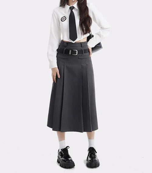 Litlookz Studio College Girl Pleated Midi Skirt