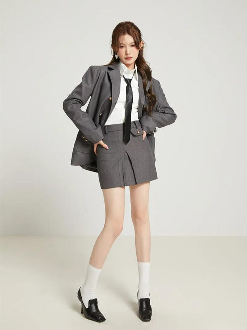 Litlookz Studio College Style Skirt, Blazer & Shirt Set