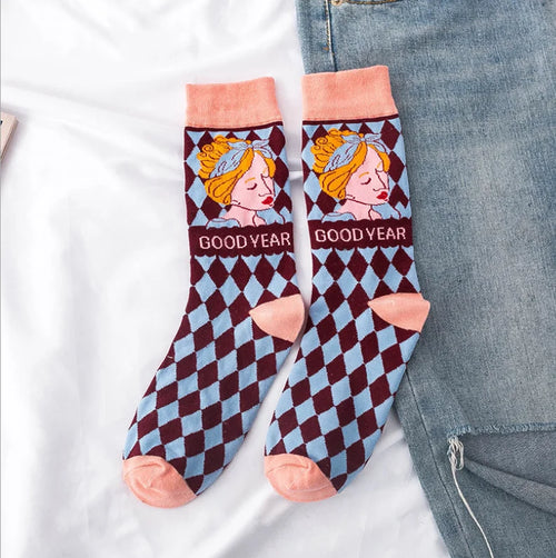 Litlookz Studio Colorful Checkered Crew Socks