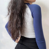 Litlookz Studio Contrast Sleeve College Crop Top, view 2