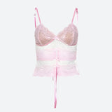 Litlookz Studio Coquette Bow Backless Lace Top, view 3