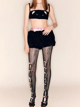 Litlookz Studio Coquette Bow Fishnet Tights, view 3