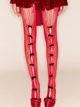 Litlookz Studio Coquette Bow Fishnet Tights, view 6
