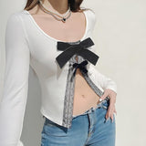 Litlookz Studio Coquette Bow Open Front Top, view 3
