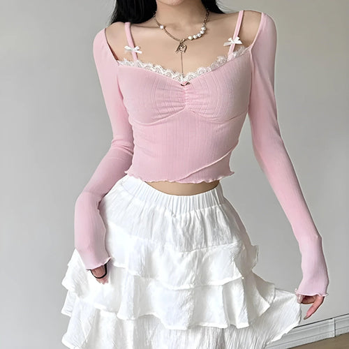 Litlookz Studio Coquette Bow Straps Ruched Top