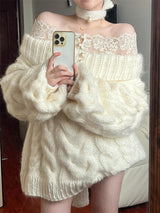 Litlookz Studio Coquette Chunky Cable Knit Sweater, view 2