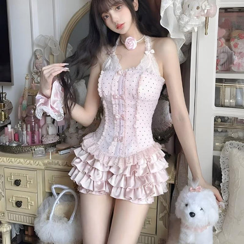 Litlookz Studio Coquette Corset Top & Ruffled Mini Skirt Two Piece Set